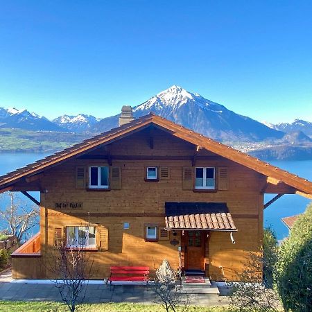 Chalet Egglen "Typical Swiss House, Best Views, Private Jacuzzi" Sigriswil Exterior foto