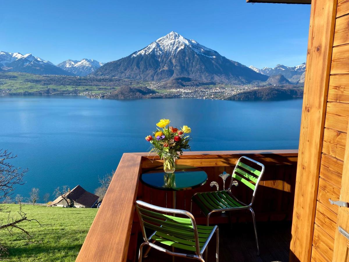 Chalet Egglen "Typical Swiss House, Best Views, Private Jacuzzi" Sigriswil Exterior foto