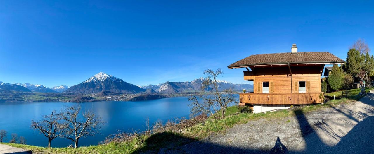 Chalet Egglen "Typical Swiss House, Best Views, Private Jacuzzi" Sigriswil Exterior foto