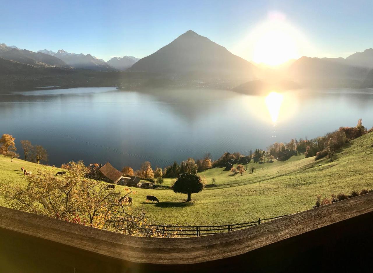 Chalet Egglen "Typical Swiss House, Best Views, Private Jacuzzi" Sigriswil Exterior foto